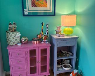 Purple Side Table, Purple Cabinet, Wall Art