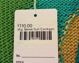 Vtg Berek Sun Cardigan