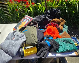 men's clothing, camping/fishing gear