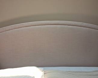 Upholstered Platform Bed Frame with Arched Headboard and Nailhead Trim