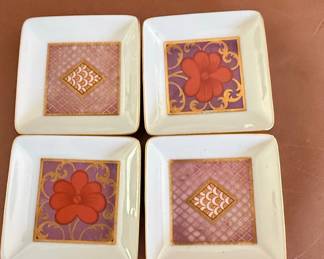 Set of Four Decorative Porcelain Trays