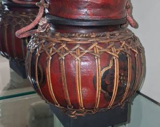Vintage Thai Lacquered Bamboo Rice Basket