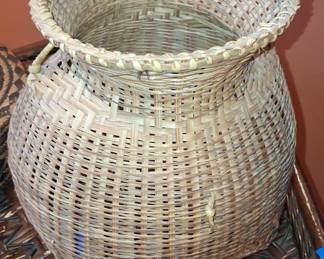Vintage Handwoven Bamboo Fishing Basket (Creel)
