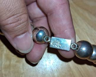 Vintage Taxco Sterling Silver Graduated Bead Necklace