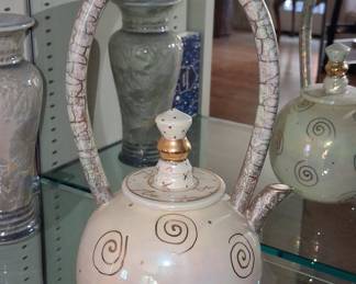 Iridescent Swirl Ceramic Teapot