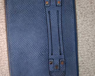 Blue Embossed Snakeskin Clutch Wristlet by Theia