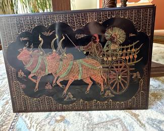 Burmese Lacquerware Panels Depicting Chariot Scenes