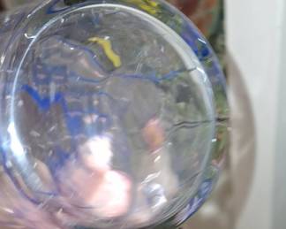 Hand-Painted Glass Vase with Floral Motif