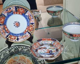Japanese Imari Porcelain Bowl and Plate Set