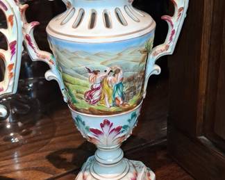 Pair of Capodimonte Porcelain Vases with Classical Scenes