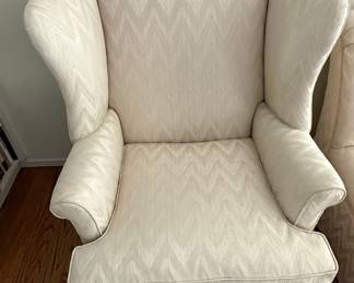 Chevron Upholstered Wingback Armchair