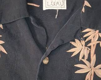 Luau Bamboo Print 100% Silk Camp Shirt