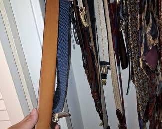 Men's Leather Belt and Assorted Ties/Suspenders