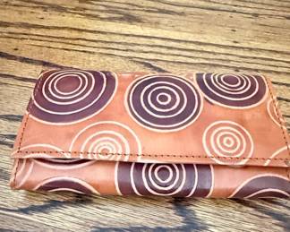 Handmade Leather Clutch Wallet with Concentric Circle Design