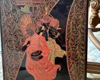 Burmese Lacquerware Panels Depicting Chariot Scenes