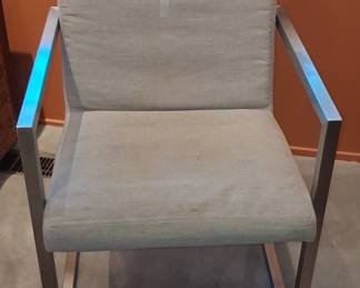Modern Accent Chair with Stainless Steel Frame and Textured Gray Upholstery