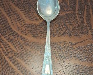 Sterling Silver Serving Spoon with Floral Engraving