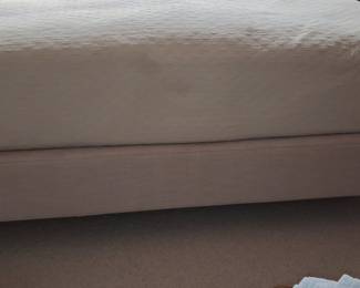 Upholstered Platform Bed Frame with Arched Headboard and Nailhead Trim