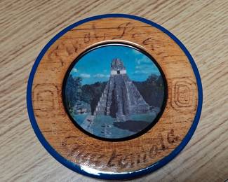 Tikal Mayan Pyramid Wooden Plate