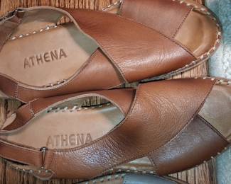 Athena Pacific Brown Leather Crisscross Front Comfort Sandals