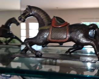 Vintage Cast Iron Horse Toy with Saddle