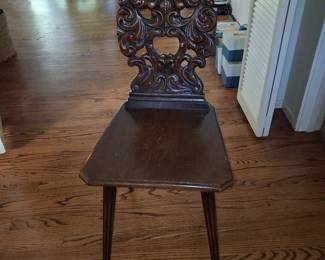 Antique Hand-Carved Swiss Tyrolean Chair