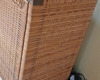 Vintage Wicker Cabinet with Brass Hardware
