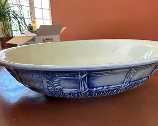Blue and White Transferware Serving Bowl - "Coaching Taverns 1828"