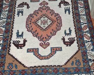 Vintage Kazak Style Hand-Knotted Wool Rug Size 3'7"x 5'
