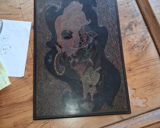 Burmese Lacquerware Panel with Figural Scene