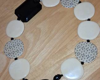 Chunky Black and White Geometric Resin Necklace