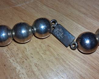 Vintage Taxco Sterling Silver Graduated Bead Necklace
