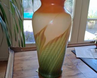 Pulled Feather Art Glass Vase