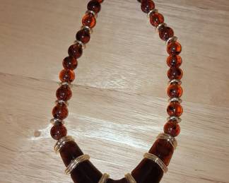 Napier Tortoiseshell and Gold Tone Necklace