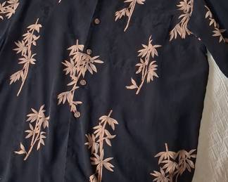 Luau Bamboo Print 100% Silk Camp Shirt