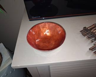 Vintage Copper Enamel Bowl