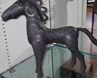 Vintage Etruscan Style Bronze Horse Sculpture