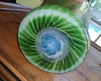 Pulled Feather Art Glass Vase