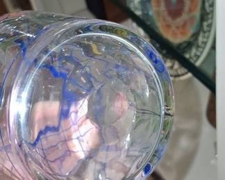 Hand-Painted Glass Vase with Floral Motif