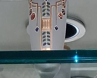 Art Nouveau Style Ceramic Vase with Raised Gilt Outline