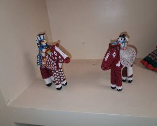 Zuni Beaded Horse and Rider Figurines