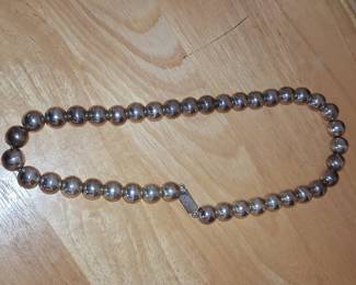 Vintage Taxco Sterling Silver Graduated Bead Necklace