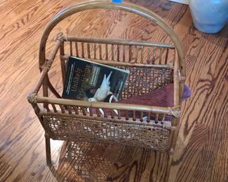 Vintage Franco Albini Style Rattan Magazine Rack