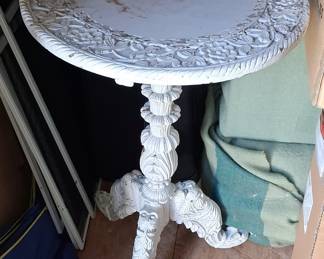 Anglo-Indian Carved Wood Pedestal Side Table