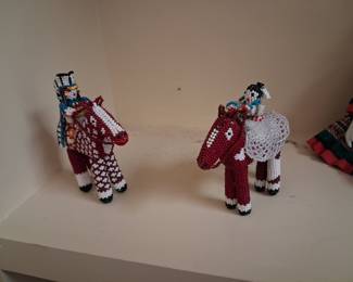 Zuni Beaded Horse and Rider Figurines