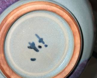 Japanese Studio Pottery Bowl with Purple and Blue Glaze