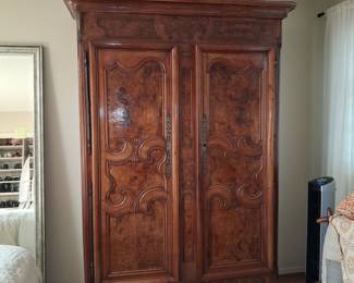 Antique French Burl Walnut Louis XV Style Armoire