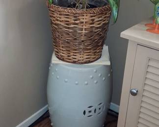 Chinese Ceramic Garden Stool with Raised Dot Pattern and Cut-outs