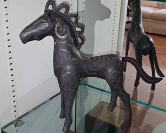 Vintage Etruscan Style Bronze Horse Sculpture