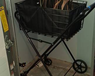 Black Metal Folding Shopping Cart with Basket